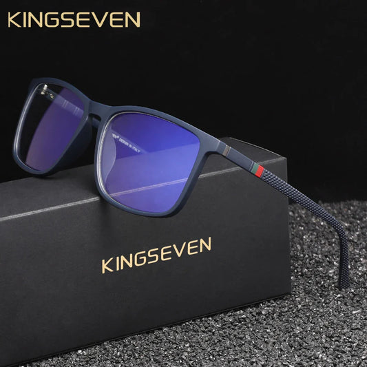 Lunette Verre Coloré by KINGSEVEN featuring blue lenses and stylish acetate frame on display.